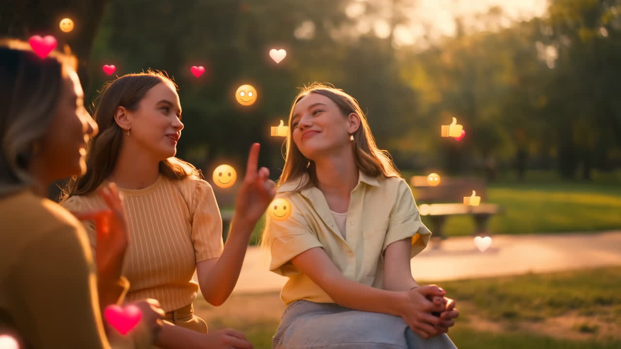 Happy Teenagers Spending Time Together in a Park