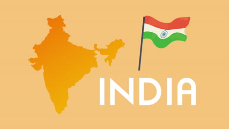 india independence day lettering with map and flag