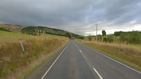 isla sur, nueva zelanda - conduciendo a lo largo de la autopista en la región de catlins - pov