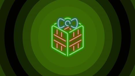 animation of christmas present over green circles