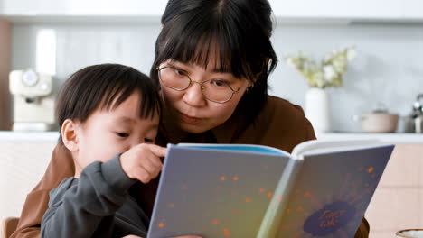 mother and child reading a fairy tale