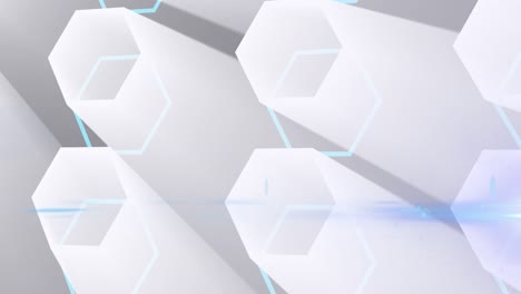 animación de una red brillante de formas hexagonales blancas en 3d
