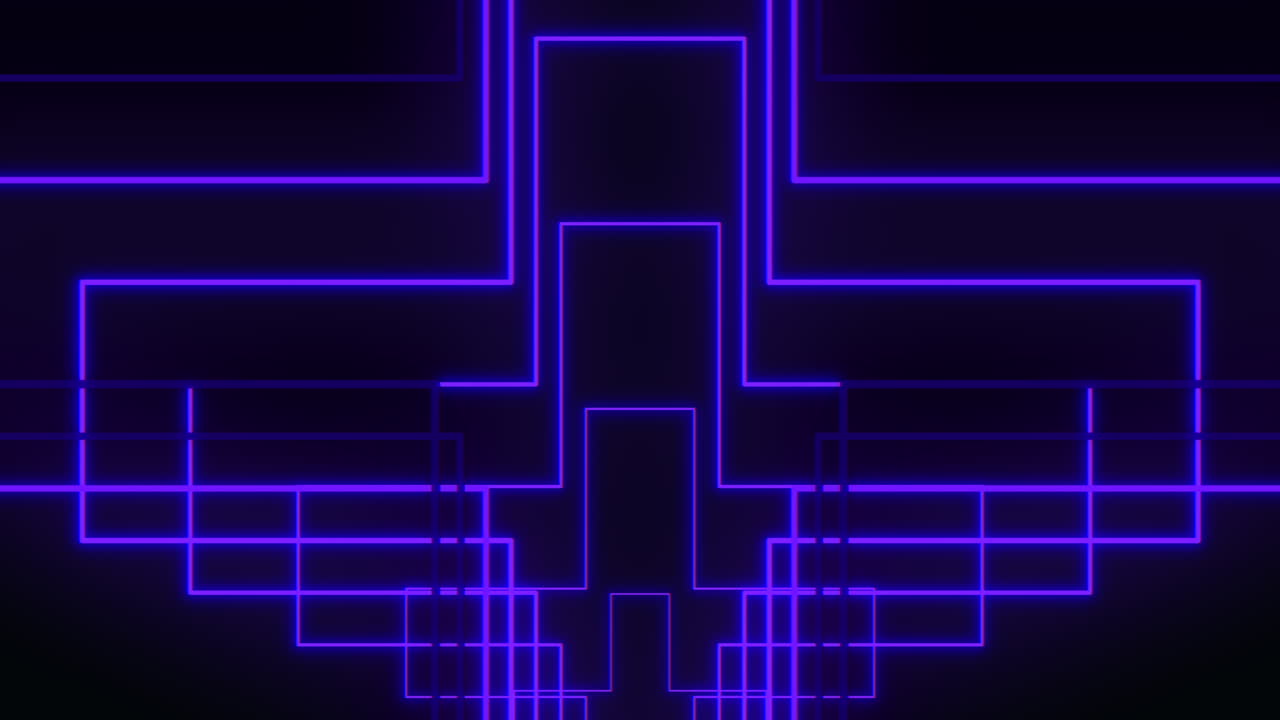 Abstract neon blue geometric lines forming futuristic circuit board background