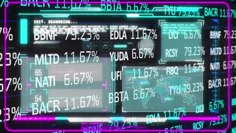 animación del tablero de negociación sobre la interfaz infográfica contra un fondo negro.