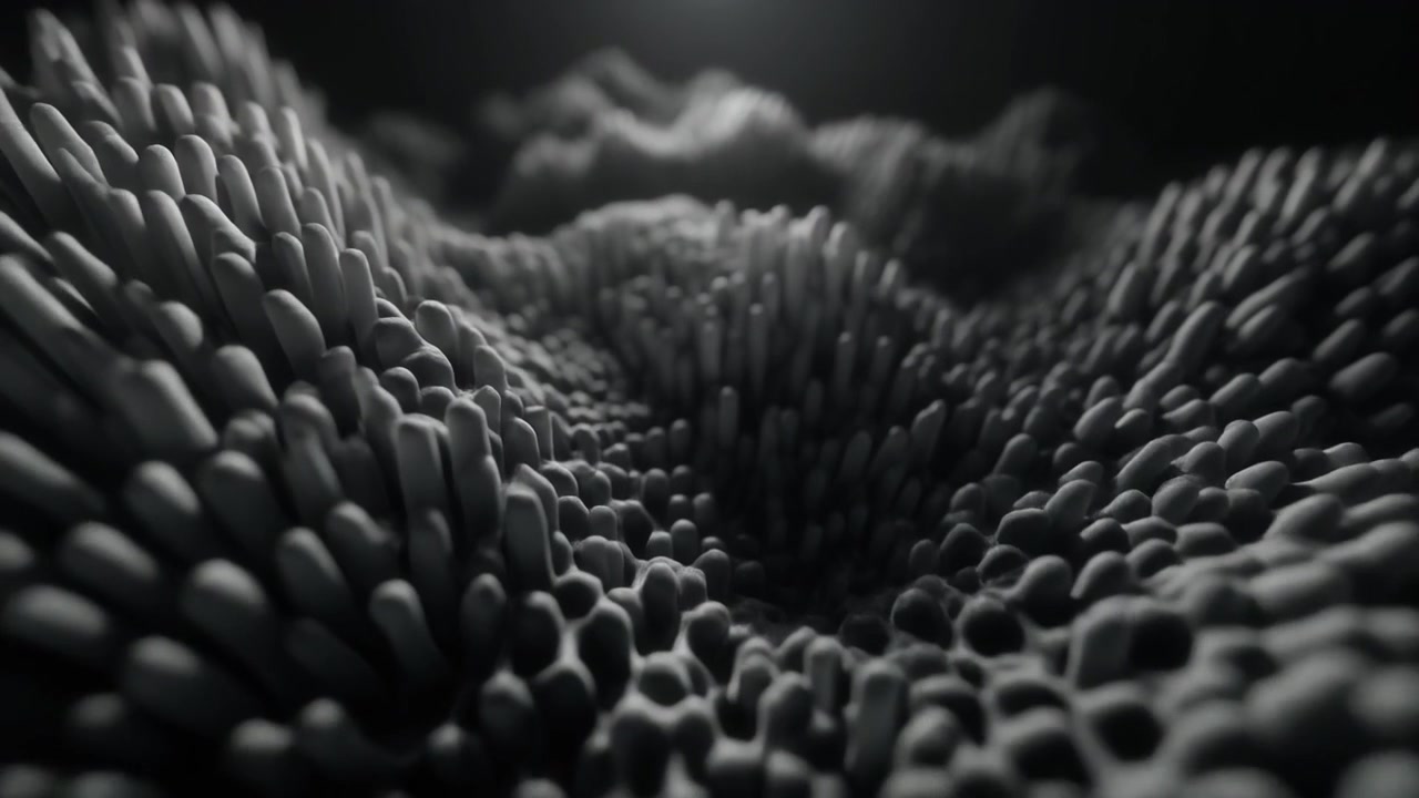 Abstract 3D Animation of Moving Organic Pillar Structures