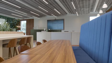 slow establishing shot of an empty reception area within an office building