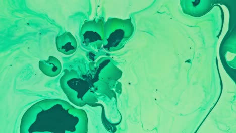 abstract green and teal marbled paint art