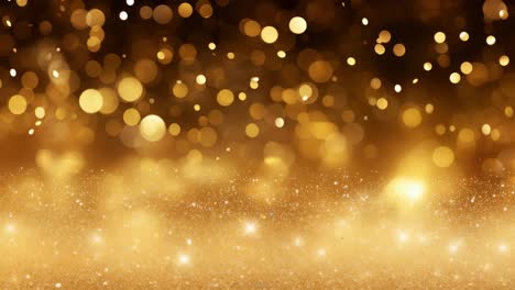 A shimmering bokeh effect with golden lights, captured from a low angle