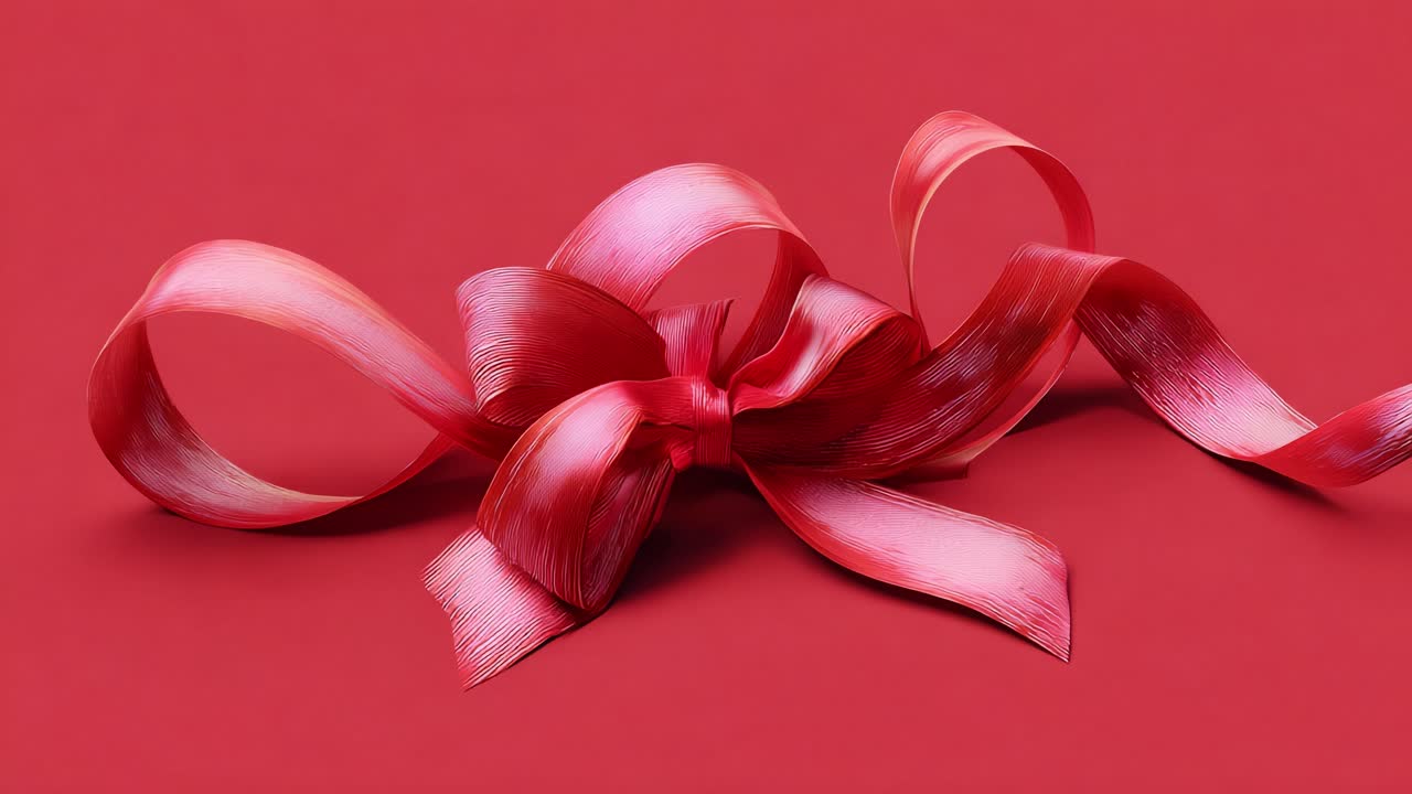 Beautifully Crafted Red Bow Against a Vibrant Background, Perfect for Gift Wrapping or Decorative Purposes, Showcasing Elegant Curves and Artistic Design in a Stunning Visual Presentation