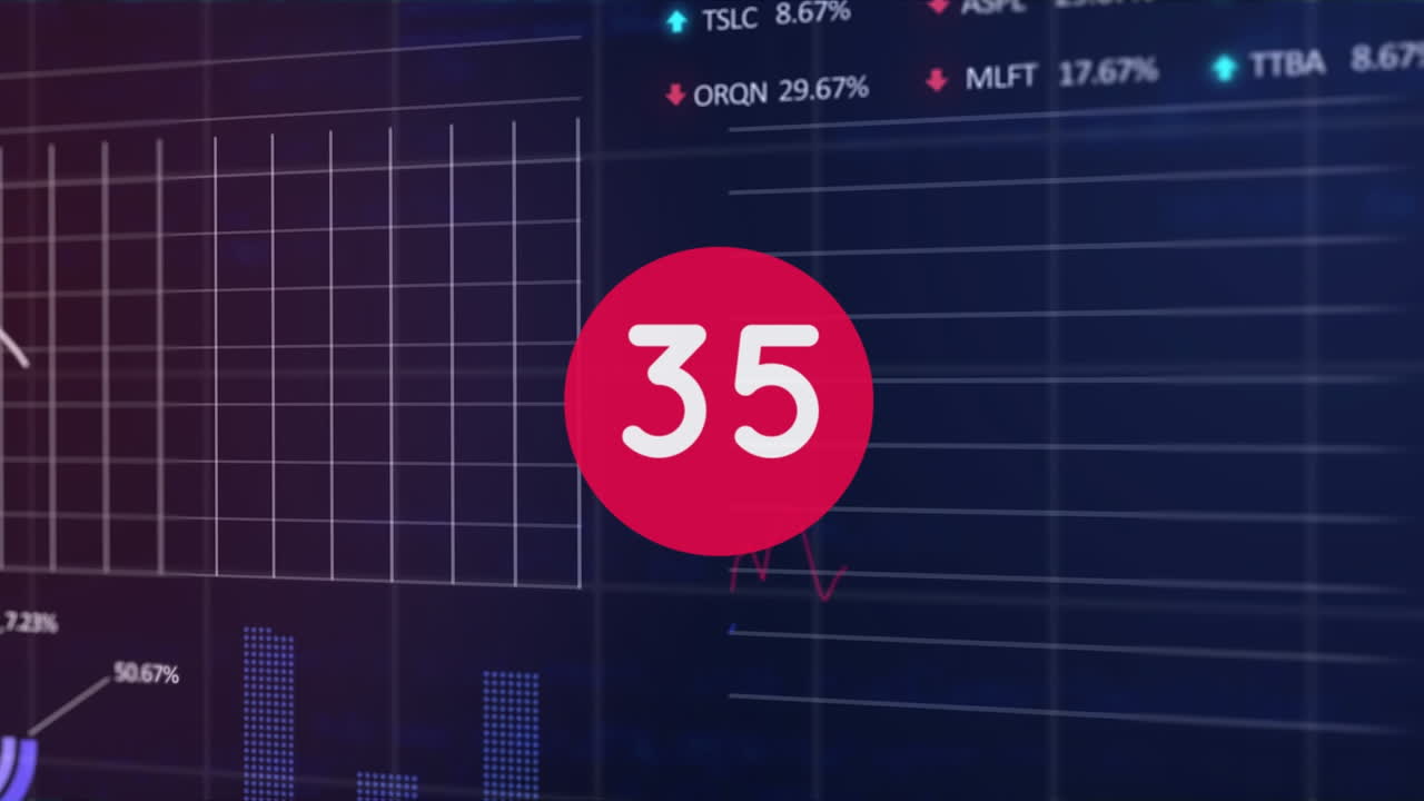 animación de números crecientes sobre los datos financieros sobre el fondo de la marina