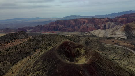 cinder cone volcano, st george, utah, reveal drone shot of one of the cinder cone's in washington county. the smaller cinder cone lies one mile north of the cinder cone trail on state route 18