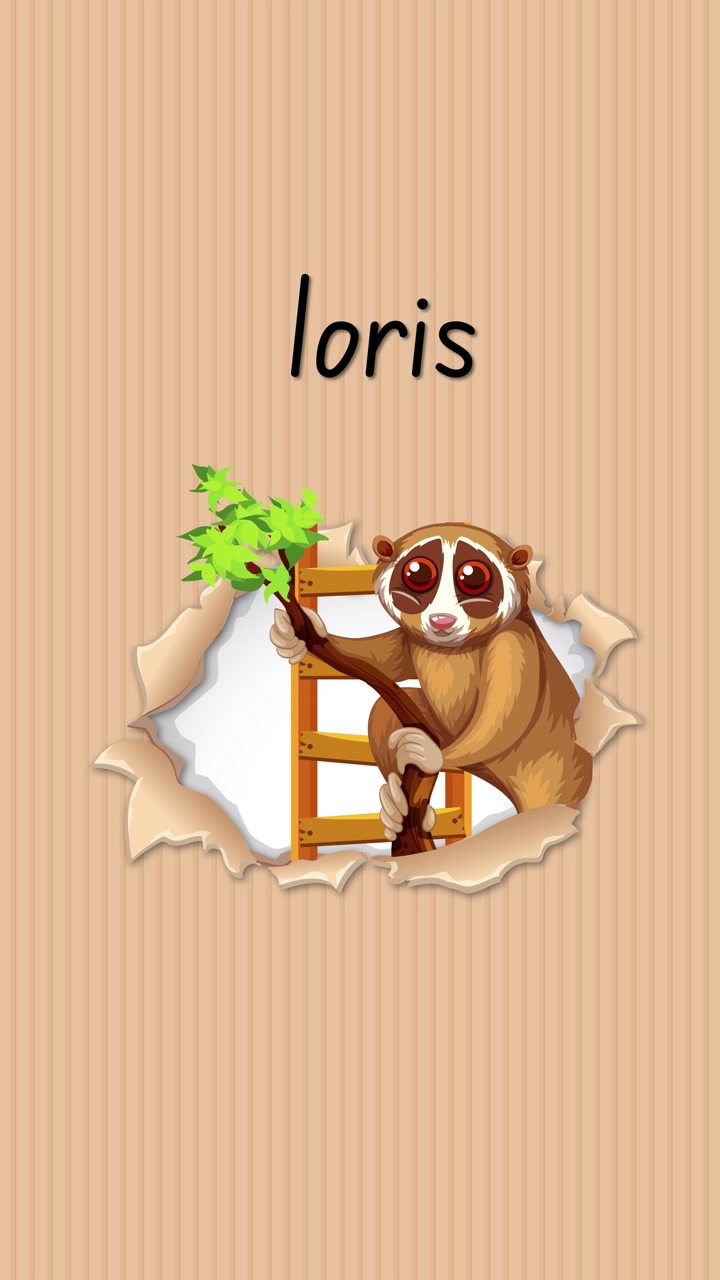 Video edukasi animasi mengajarkan huruf L menggunakan ilustrasi loris dan garis latihan menulis tangan.