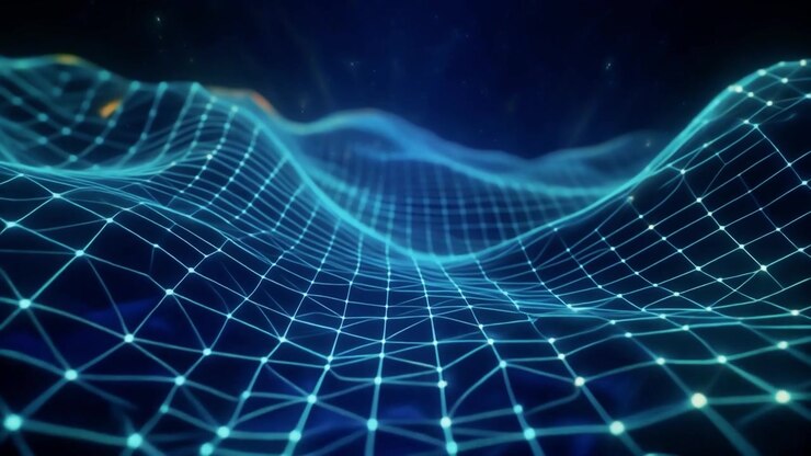Movimento ondulatorio di griglia digitale astratta nel cyberspazio