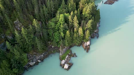 descenso aéreo de pinos costeros en howe sound, squamish, bc, canadá