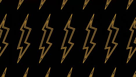 yellow lightnings animation isolated on a black background. electric voltage. comic book sign. 4k