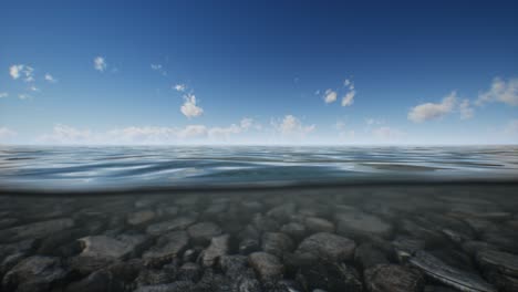 ocean-seascape-with-sky-and-ocean-wave-splitted-by-waterline-to-underwater-part