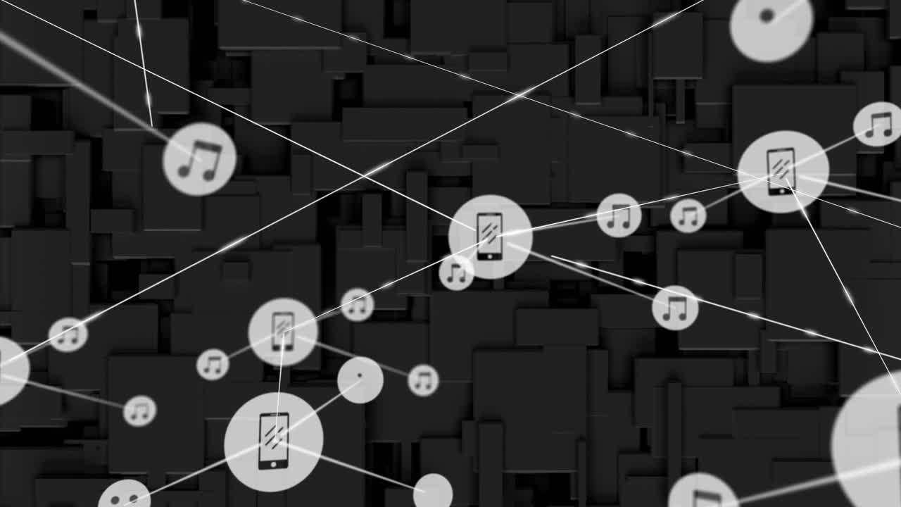 conectores que se mueven en un fondo negro digital