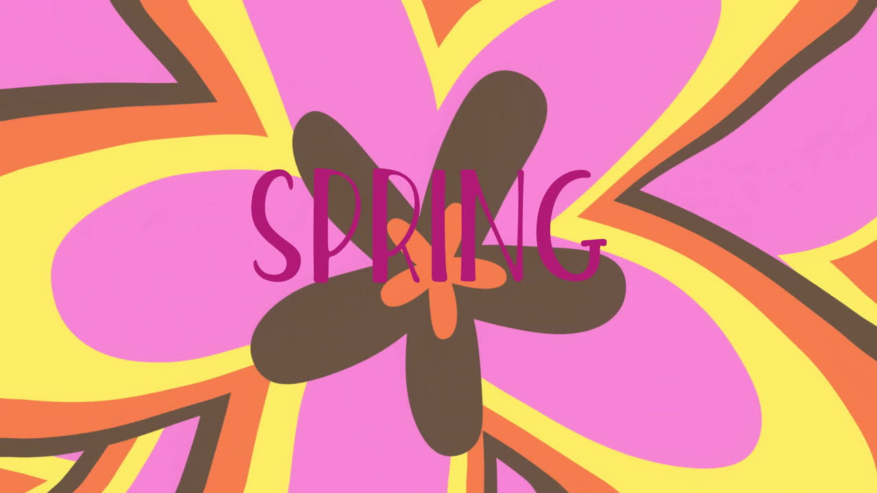 Animating Spring text over colorful flower pattern background