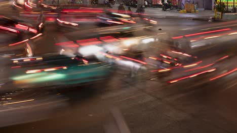 night traffic time lapse in ho chi minh city, vietnam with long light streaks from a longer exposure time