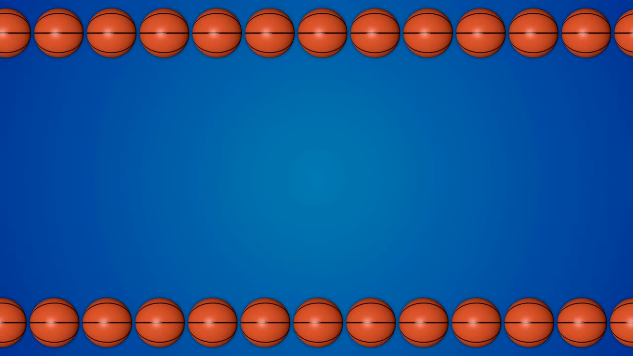 Basketball orange balls 3d frame border blue background pattern