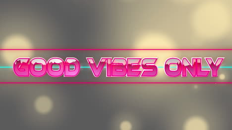animación de buenas vibraciones sólo texto sobre puntos de luz sobre fondo negro