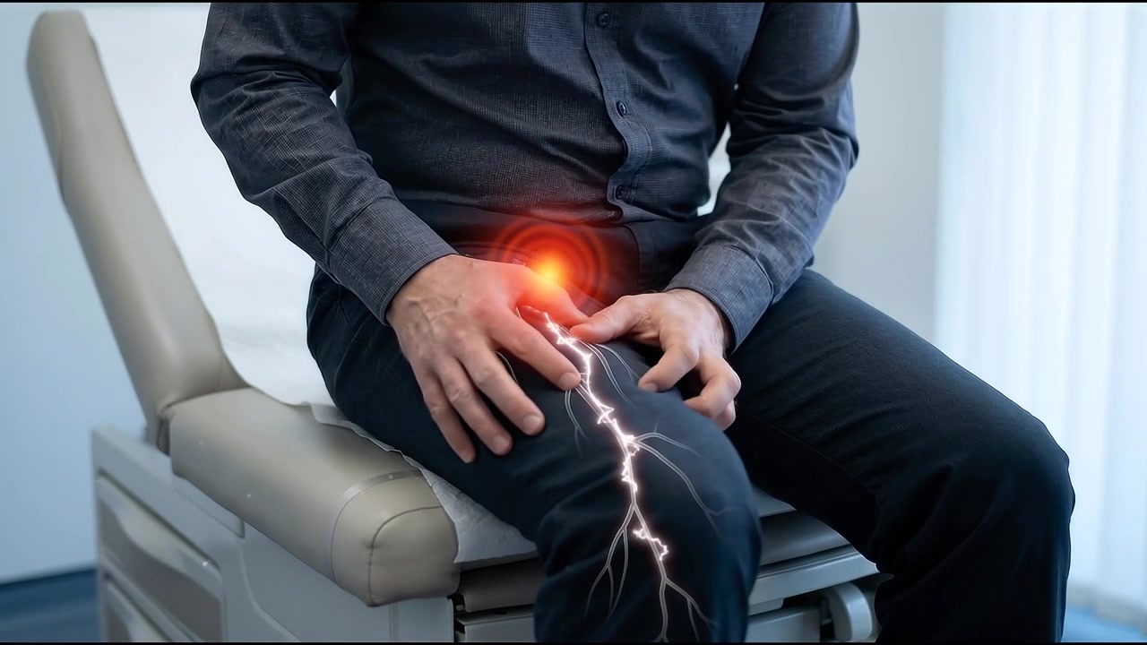 Man Experiencing Sciatica Nerve Pain in Medical Office
