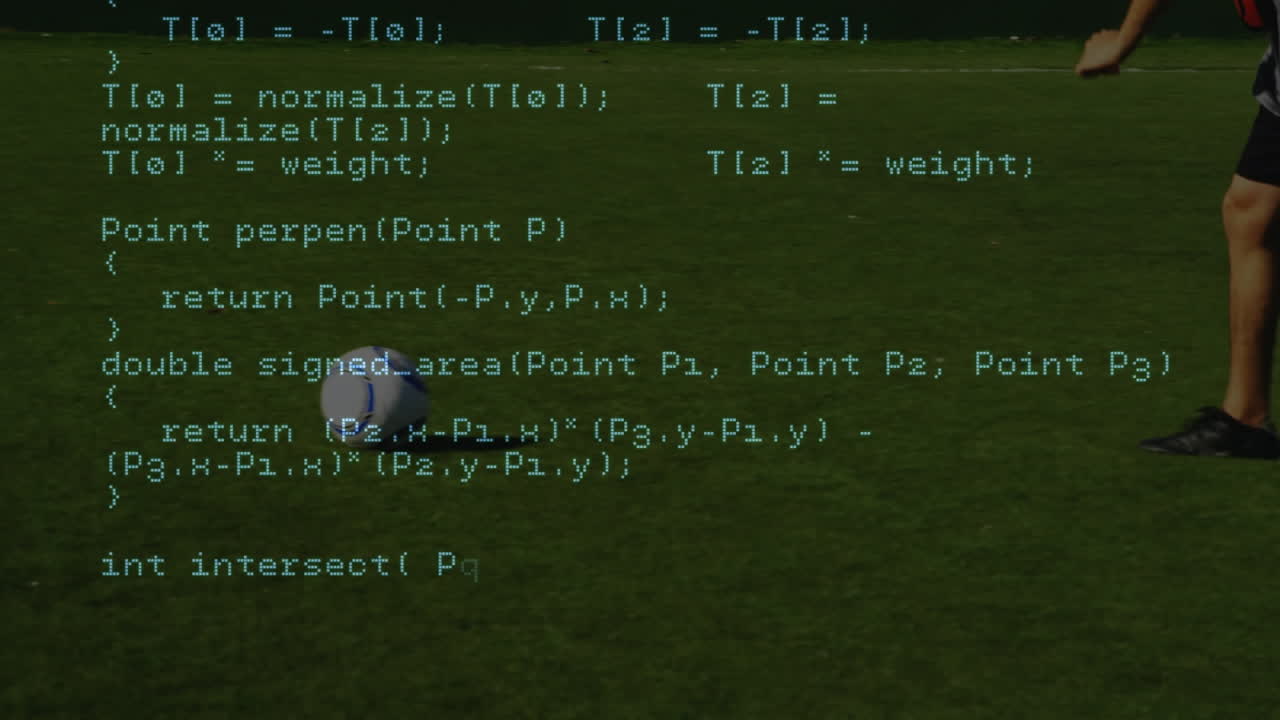 Animation of data processing over football players
