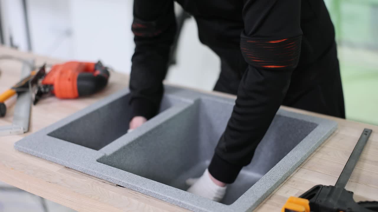 Professional Installation of a Double Kitchen Sink into a Countertop