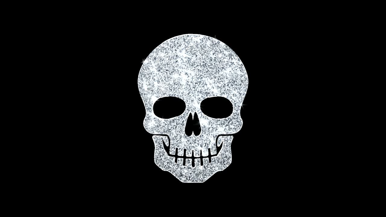 икона черепа сияет блестящей петлей мигающих частиц.