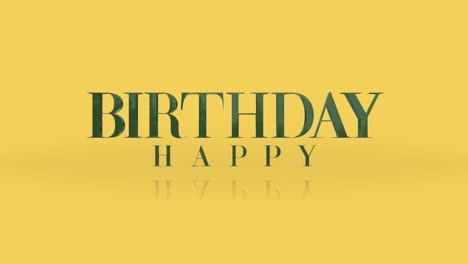 tarjeta de cumpleaños brillante y alegre en letras verdes sobre fondo amarillo