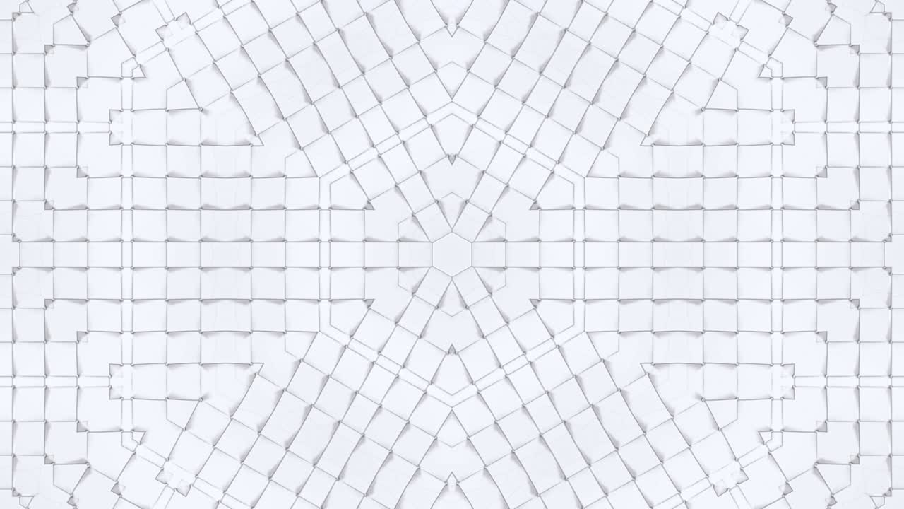 fondo abstracto poli geométrico bajo como un efecto de vidriera o caleidoscopio en movimiento en 4k. animación 3d de bucle, imágenes sin costuras en el popular estilo poli bajo. color blanco v1