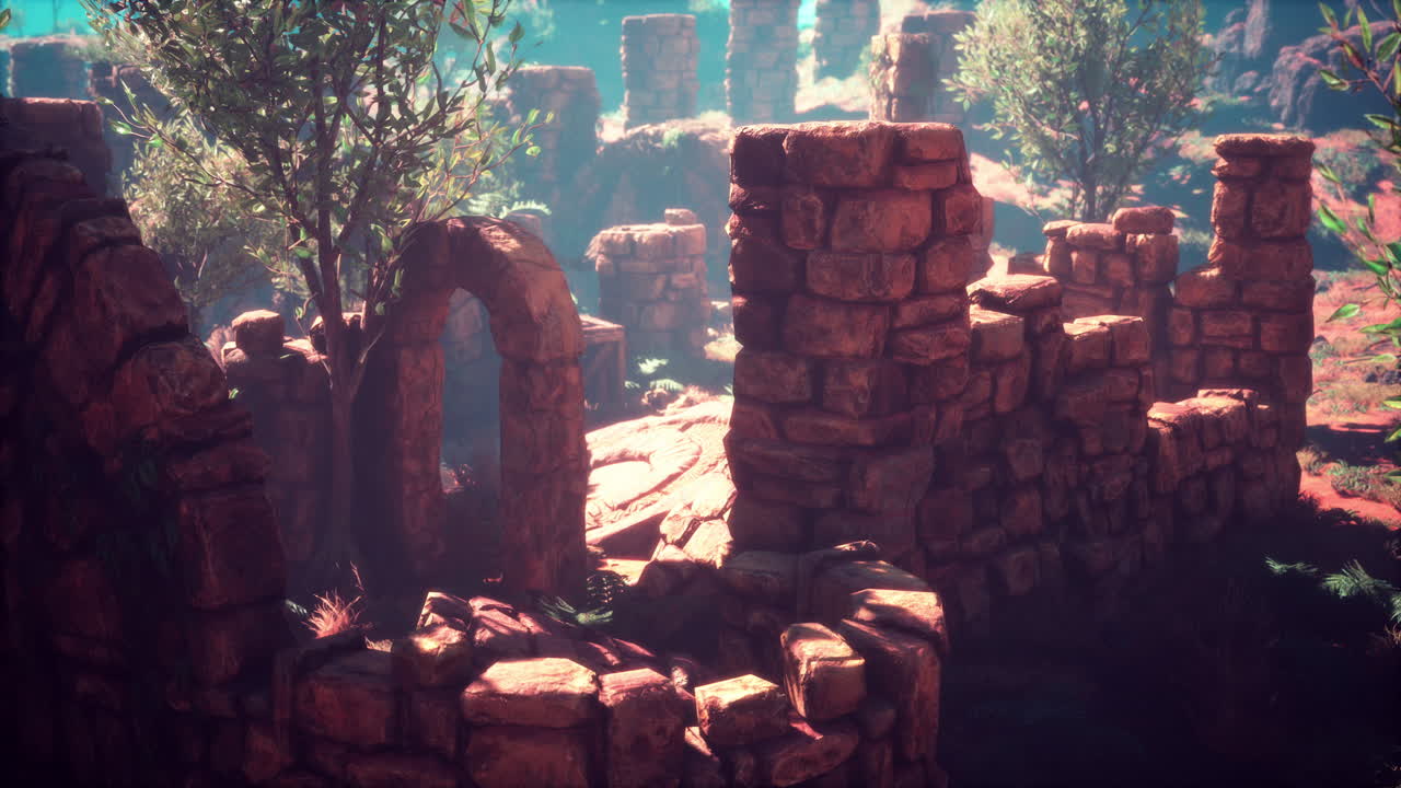 ruinas cerca de piedras rocosas rojas