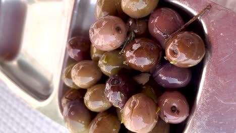 ripe olives brushed with oil