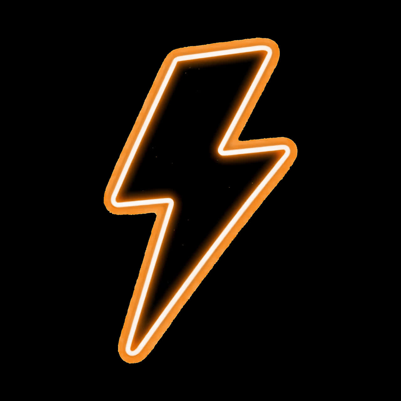 Neon lightning bolt symbol animation isolated asset, transparent 4K video, alpha channel, ProRes