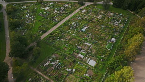 communal garden divided into small sections in helsinki, finland