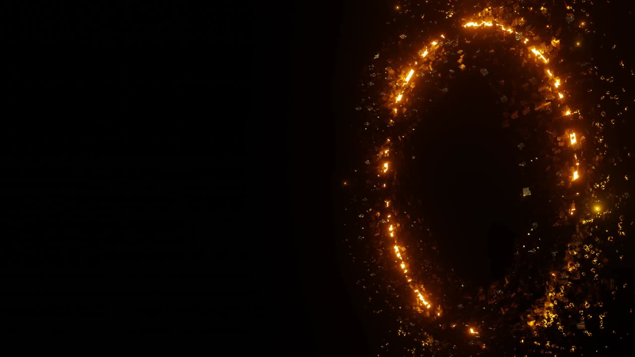 Abstract gold Glitter spark Particles Circle space 3D rendering