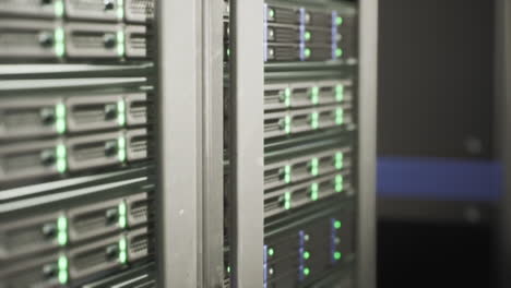 close-up of server racks in a data center