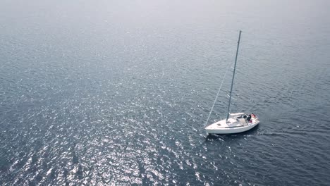 aerial view of yacht sailing in sea