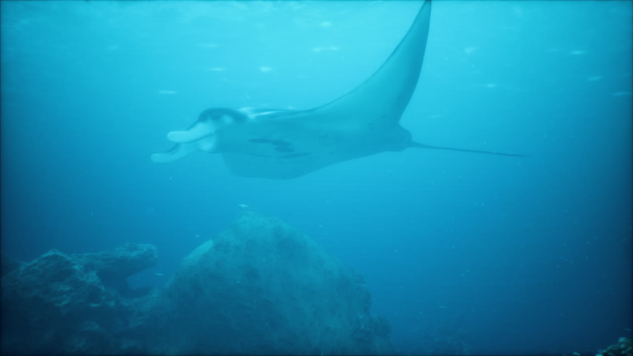 la majestuosa manta ray en el arrecife de coral