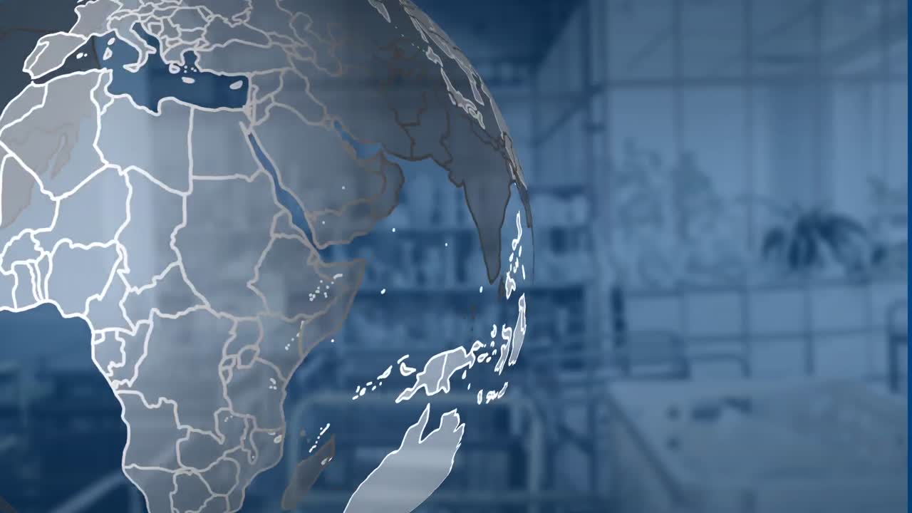 animación del globo sobre el espacio de oficina vacío