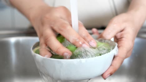 washing brussels sprouts