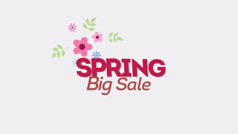 gran venta de primavera con flores de colores en degradado blanco