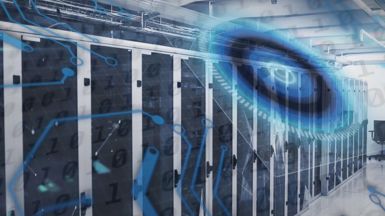 Animation of scope scanning and data processing over computer servers in background