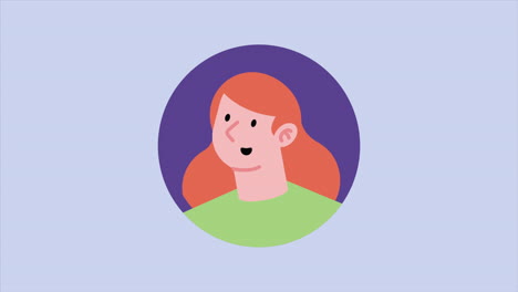 mujer con el perfil de pelo rojo animación