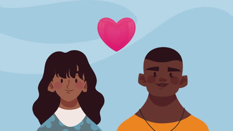 young lovers couple characters animation