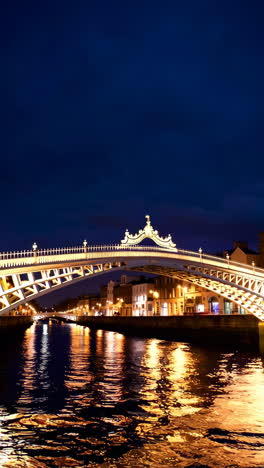 Ha'penny Bridge Illuminated at Night in Dublin