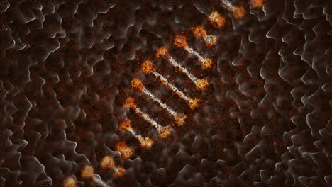 animation of dna strand spinning over liquid background