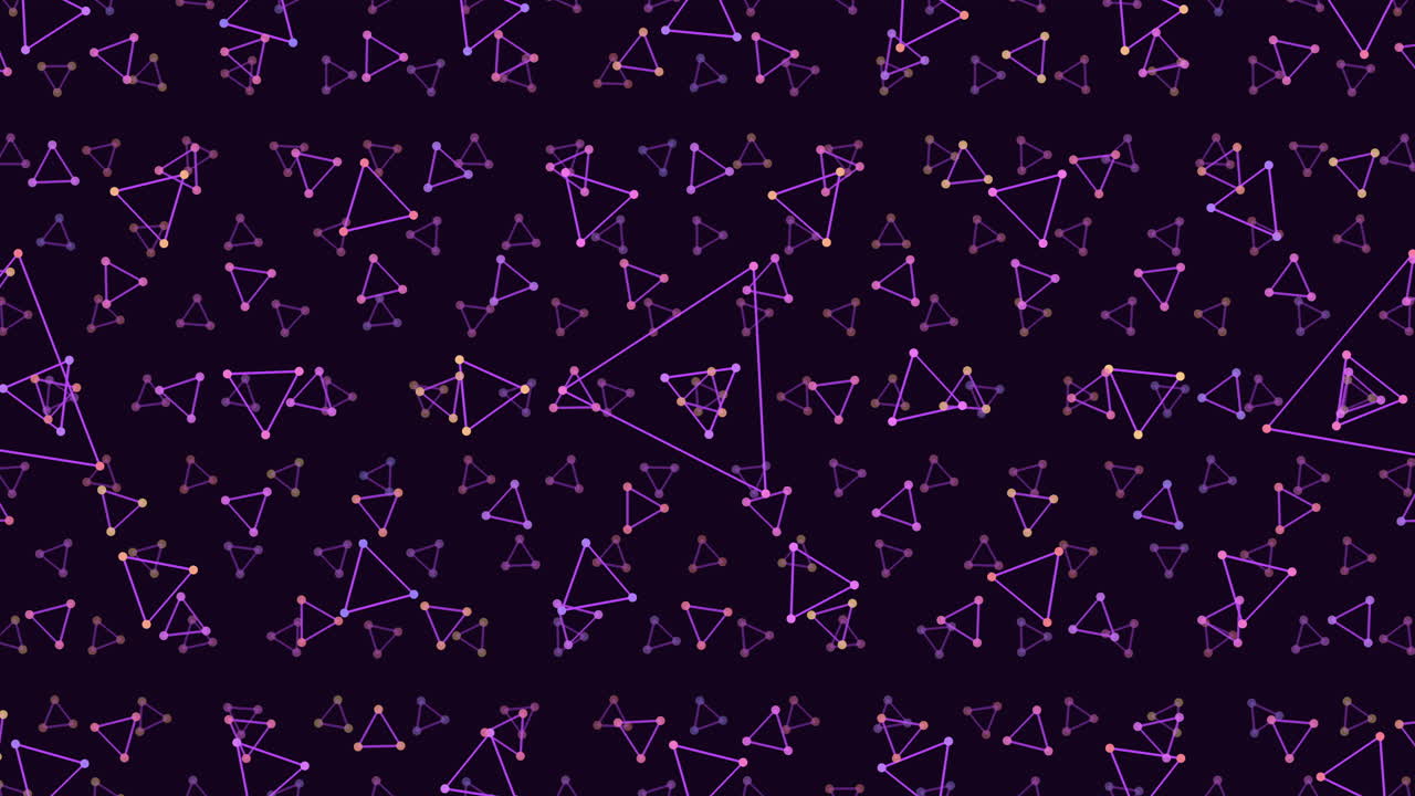 A vibrant image showcasing a geometric pattern of purple and green triangles and lines in a zigzag and diagonal arrangement, creating a visually appealing design