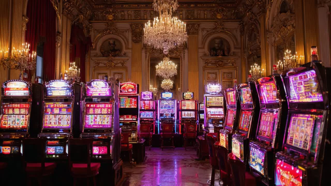A Glamorous Casino Experience: The Dazzling World of Colorful Slot Machines in an Opulent Gaming Environment Filled with Luxury and Excitement