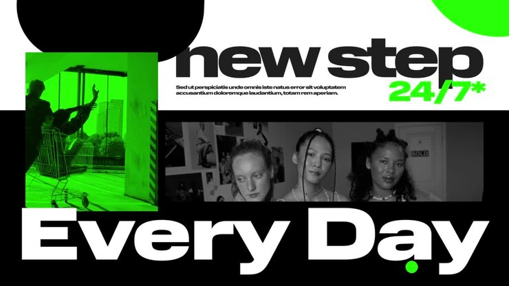 This Premiere Pro Mogrt template features 5 cool slides. It contains 27 text placeholders, 10 media placeholders, and color controllers